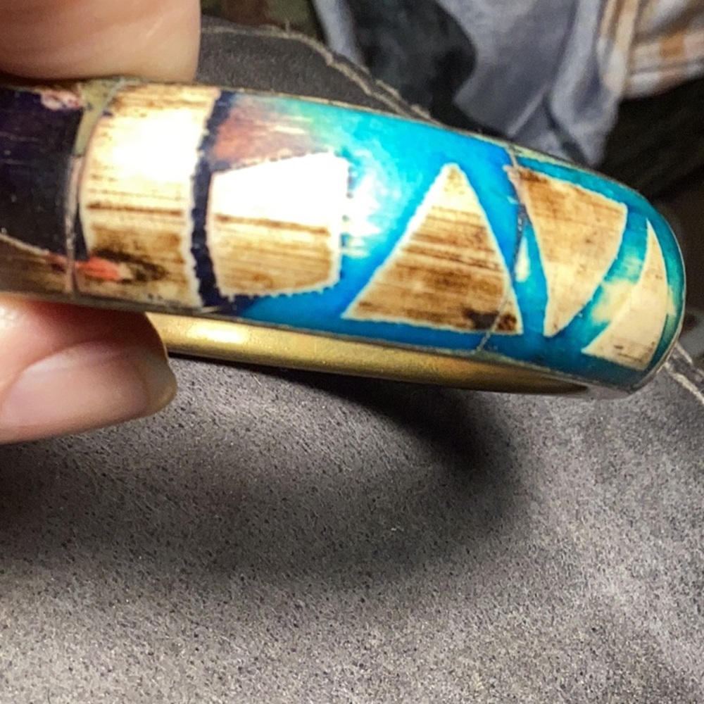 Original Geometric Patterned Bangle Bracelet - image 1